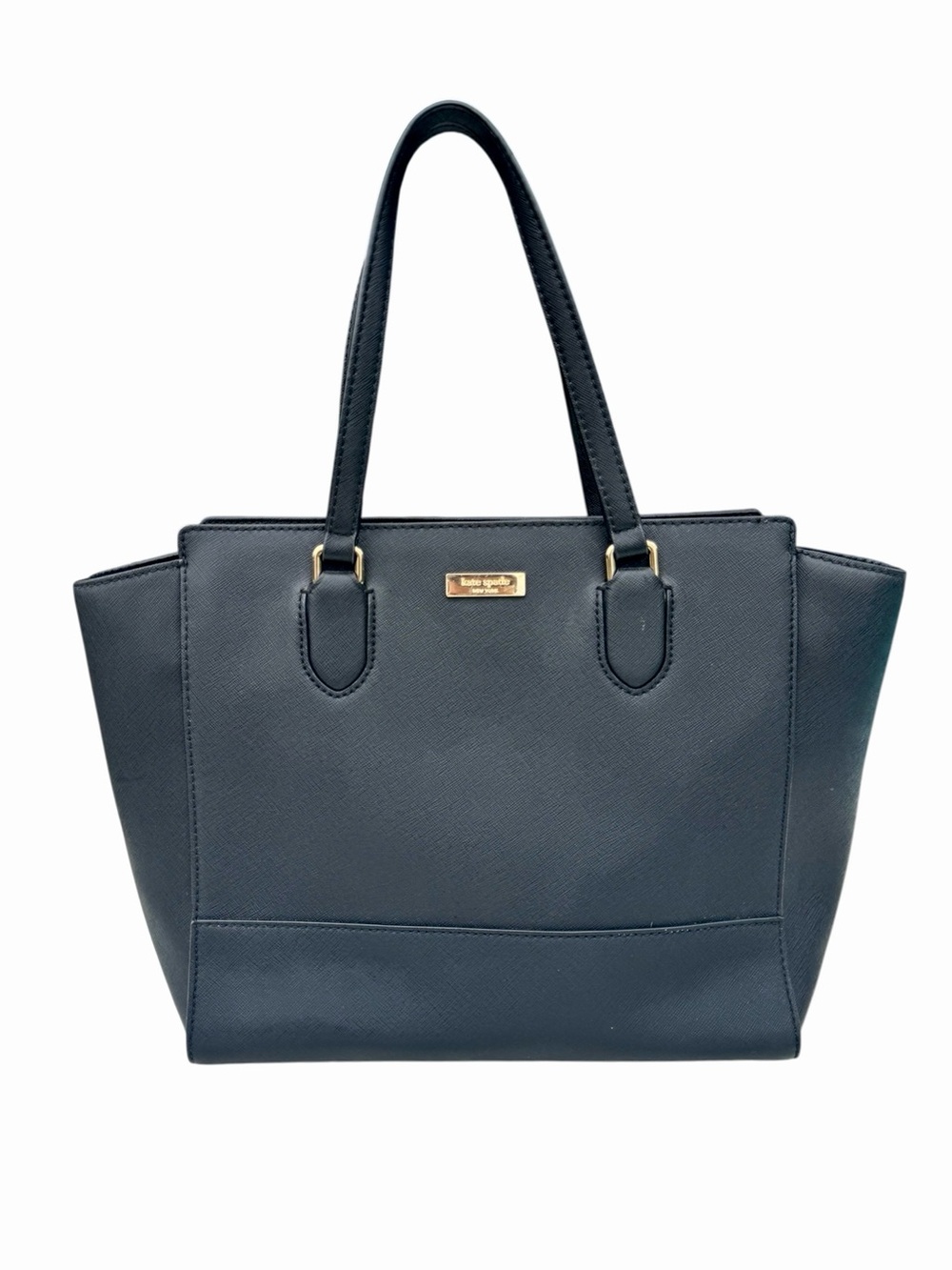 Kate Spade Laurel Way Hadlee Satchel Purse Hand bag Saffiano Leather black Gold